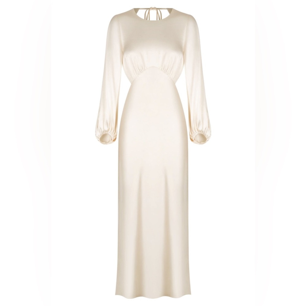 Shona Joy Cream Satin Open-Back Midi Dress - Picture 5 of 12